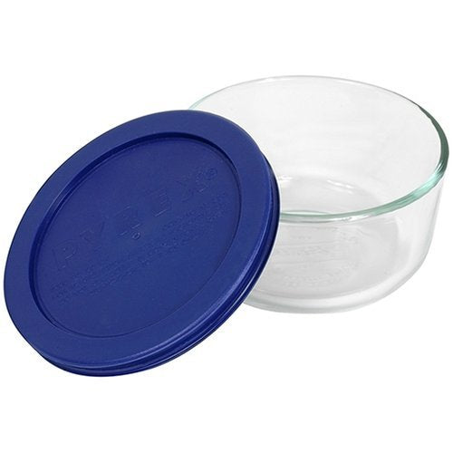 1 Cup Round Clear Storage Dish with Blue Lid, Pack of 6 B4918