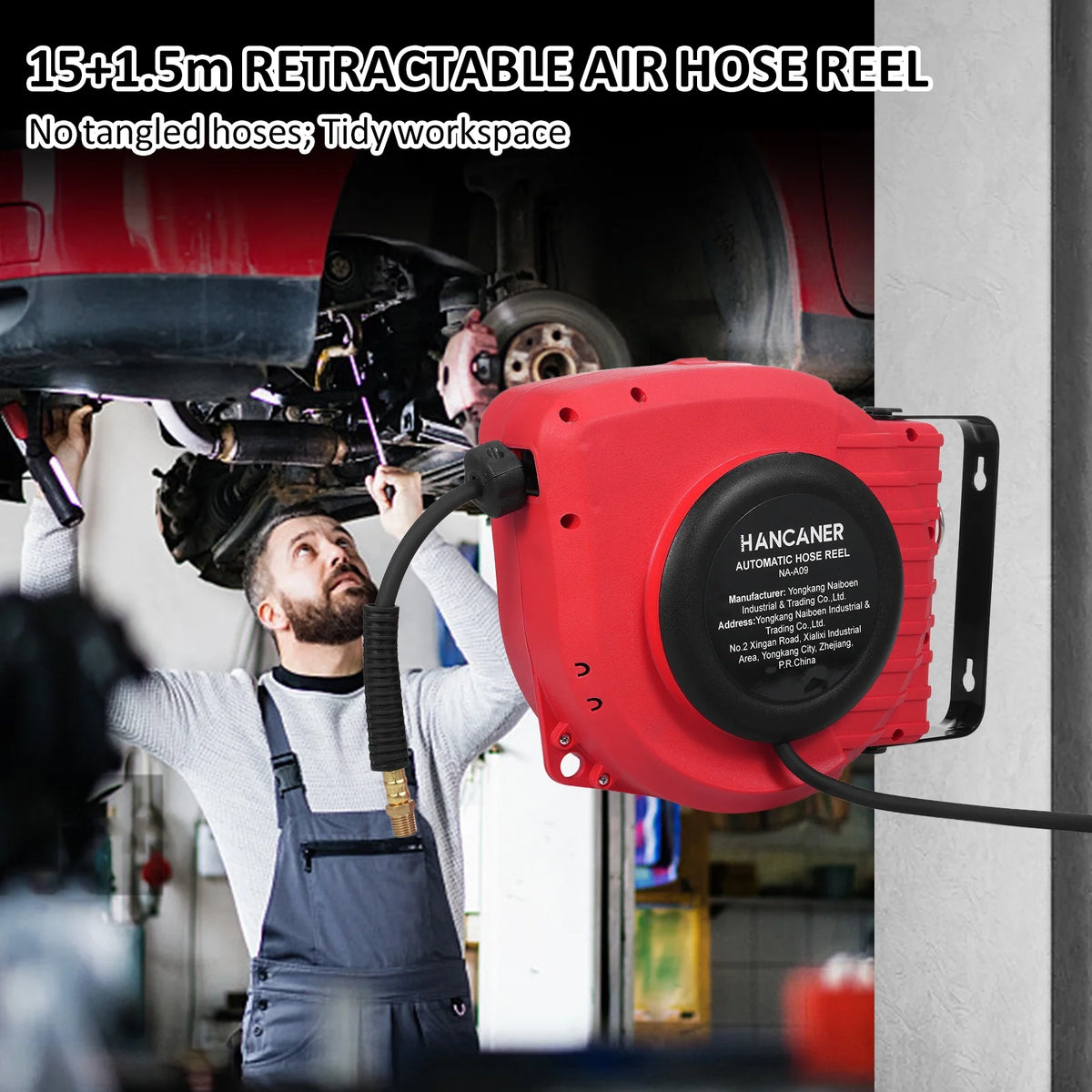 50ft Compressed Air Hose Reel with 180° Swivel J664