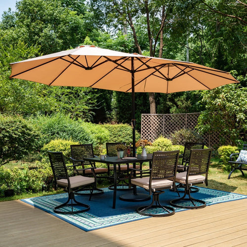 15ft Double-Sided Patio Umbrella with Base A7012