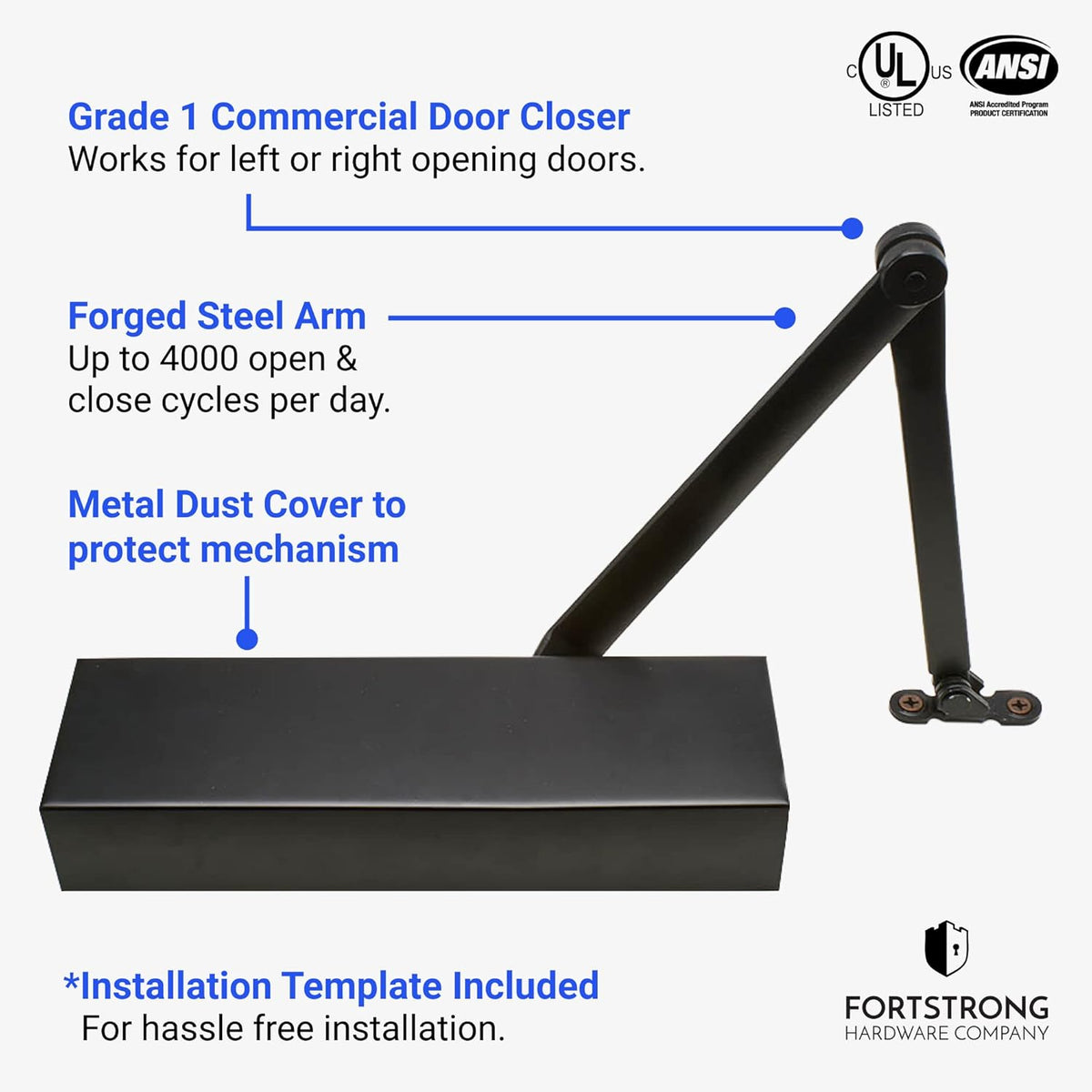 Black Metal Door Closer G821