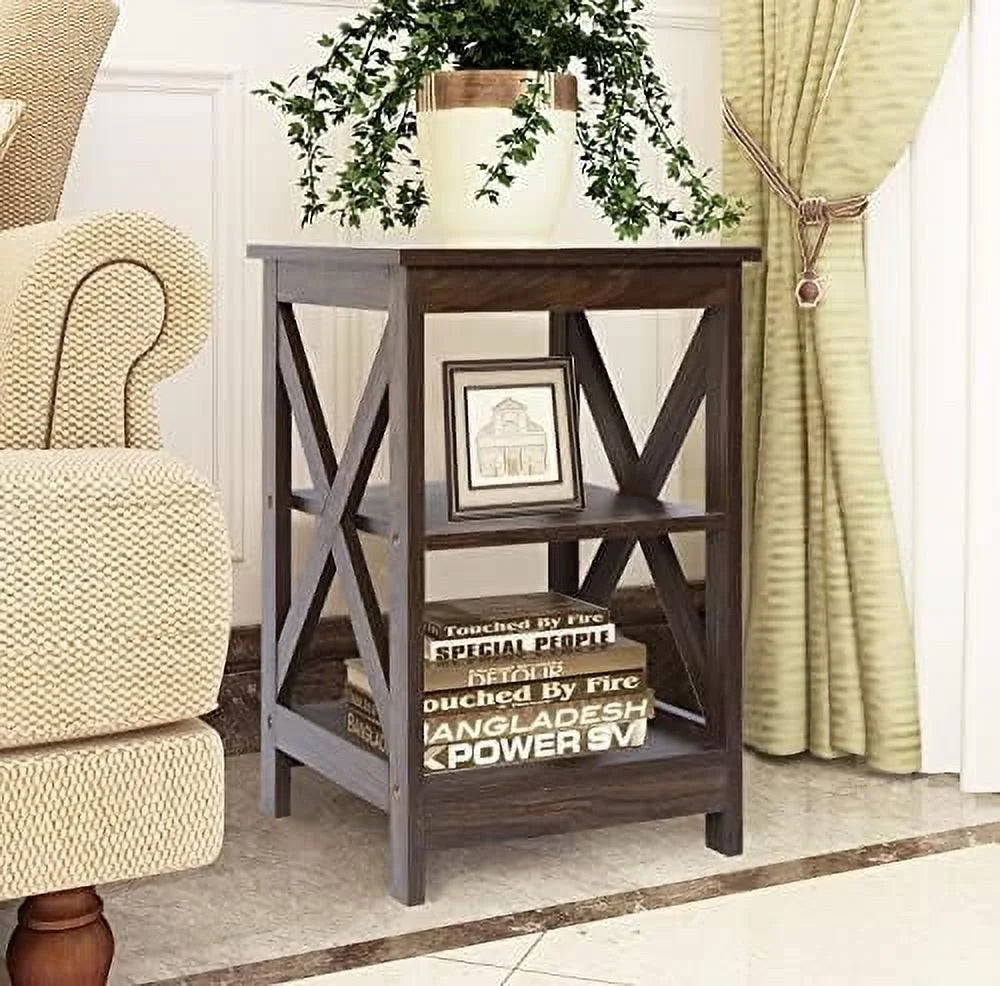 Modern Farmhouse Wood 3-Tier End Table P522833