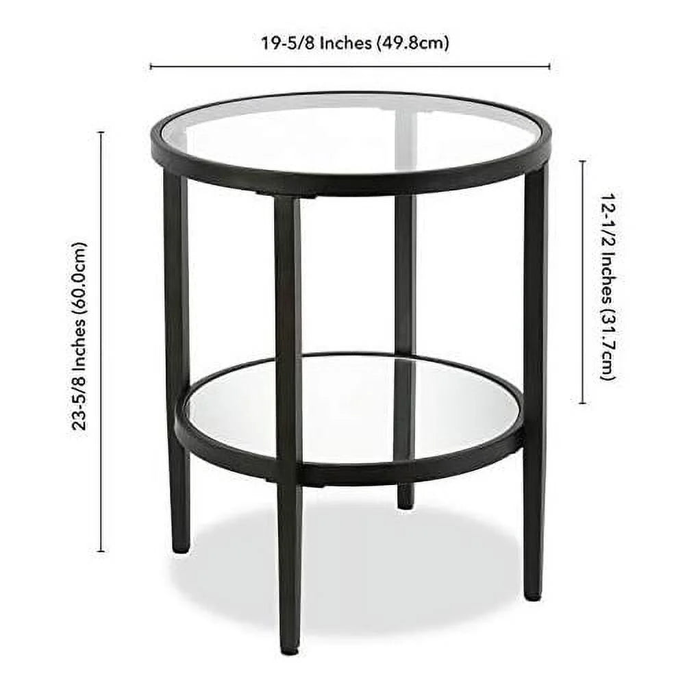 Round Modern Metal Side Table in Black Y836095