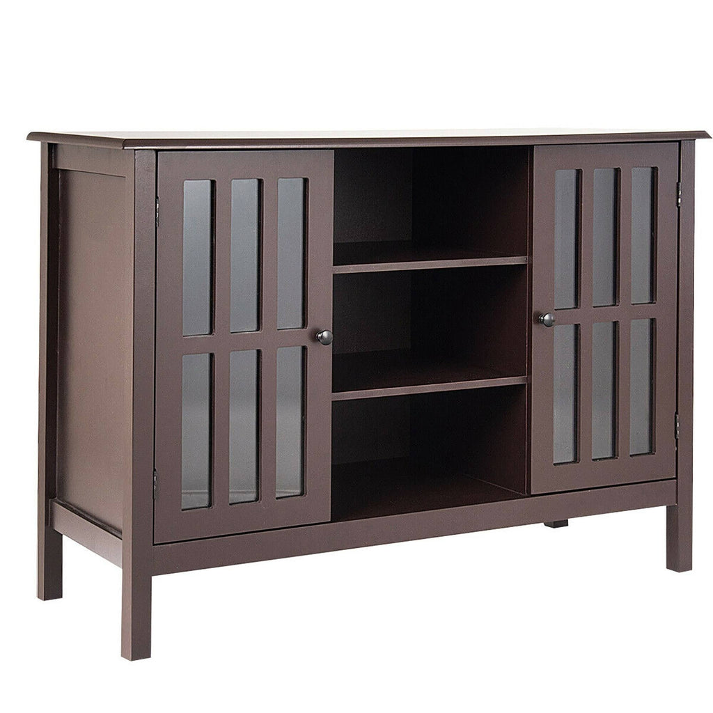 White Wood TV Stand with Storage Cabinet V707814