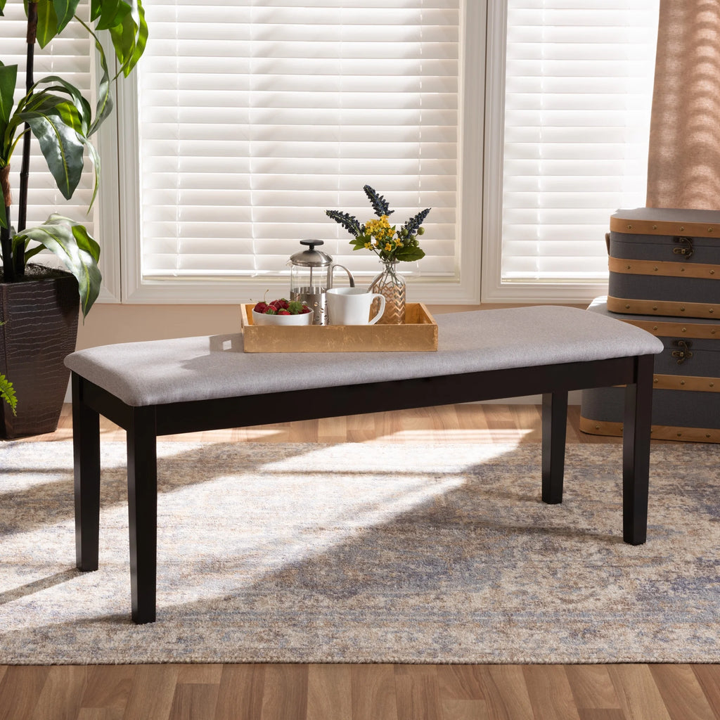 Grey Fabric Upholstered Wood Dining Bench I2208