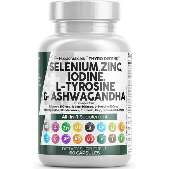 Selenium Zinc Iodine L Tyrosine Ashwagandha 60 Capsules P577
