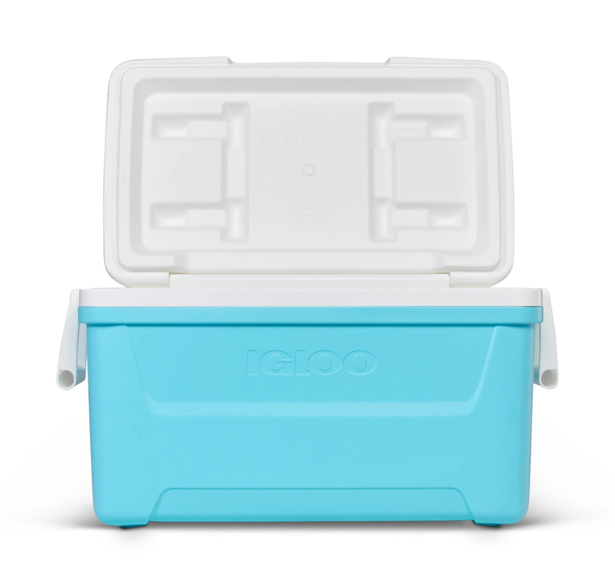 48 QT Hard-Sided Ice Chest Cooler, Aqua Blue and White X790551