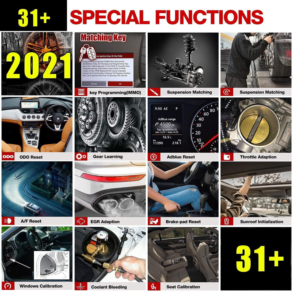 Bi-Directional Scanner Full Systems Diagnostic Scan Tool, 31+ Reset Functions, Key Matching, ECU Coding, ADAS Calibration, 2 Years Update D41940