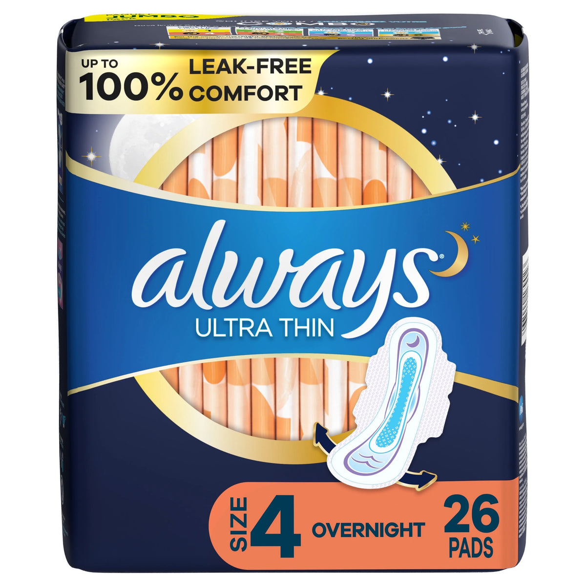 Ultra Thin Overnight Pads with Wings, Size 4, 36 Count S1420