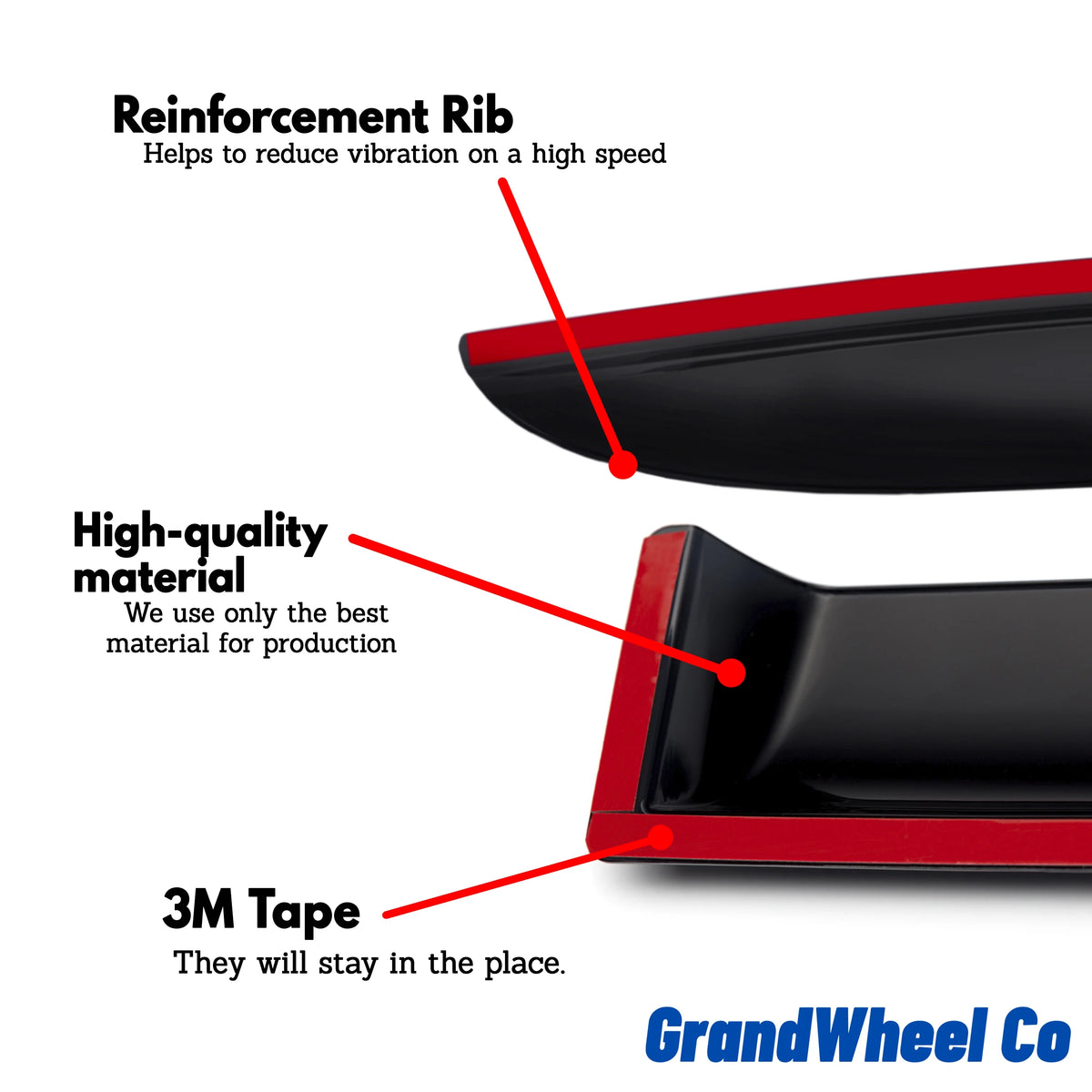 Smoke Tinted Tape-On Side Window Vent Visor Deflectors Rain Guards 4pcs A470