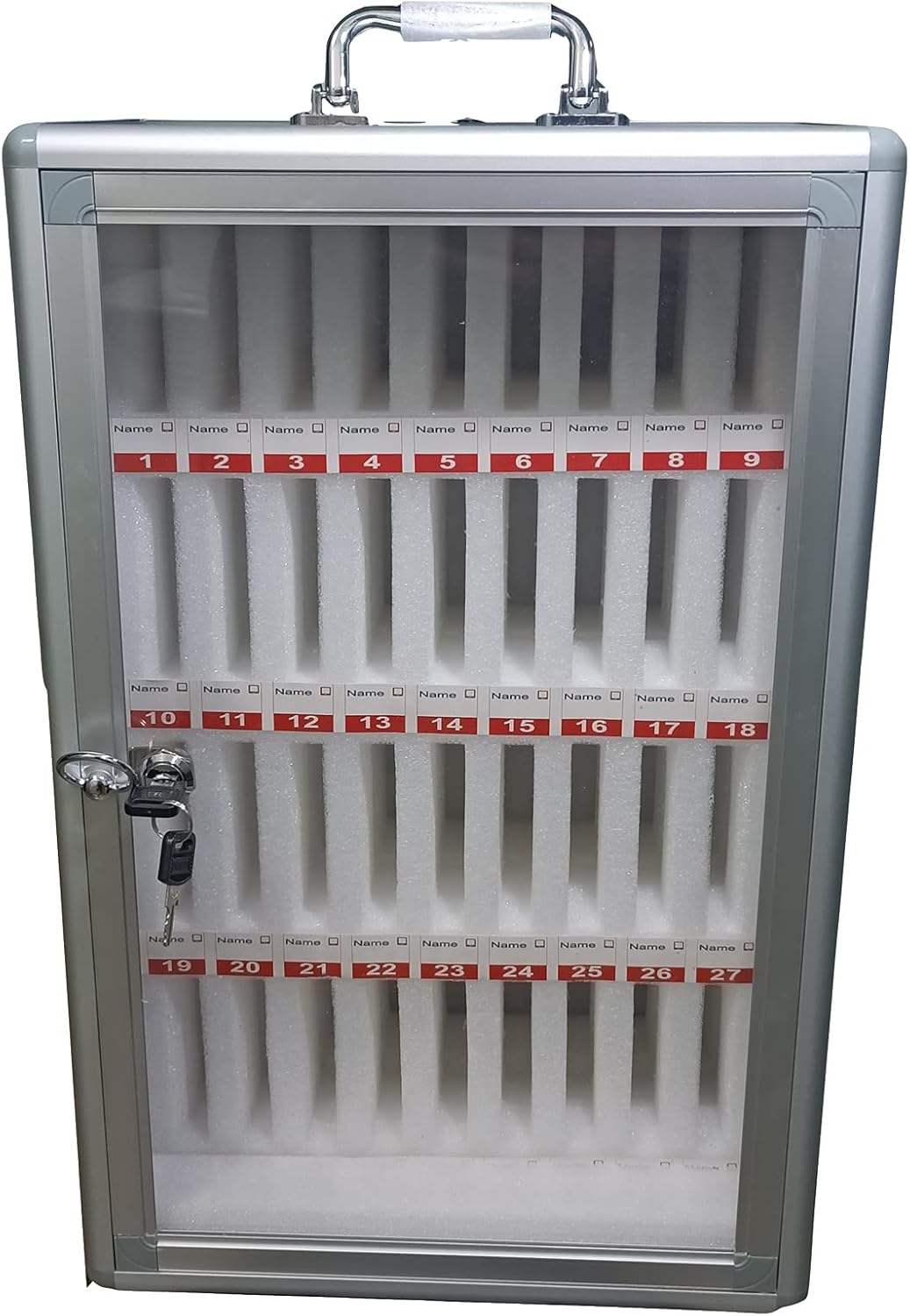 36 Slots Aluminum Alloy Clear Cell Phones Storage Cabinet with Handle, Wall-Mounted with a Locked, 12.4x7.9x19.3 inch Pack of 2 W59981