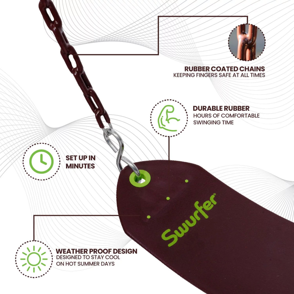 Belt Swing with Rubber Coated Metal Hanging Chains J958