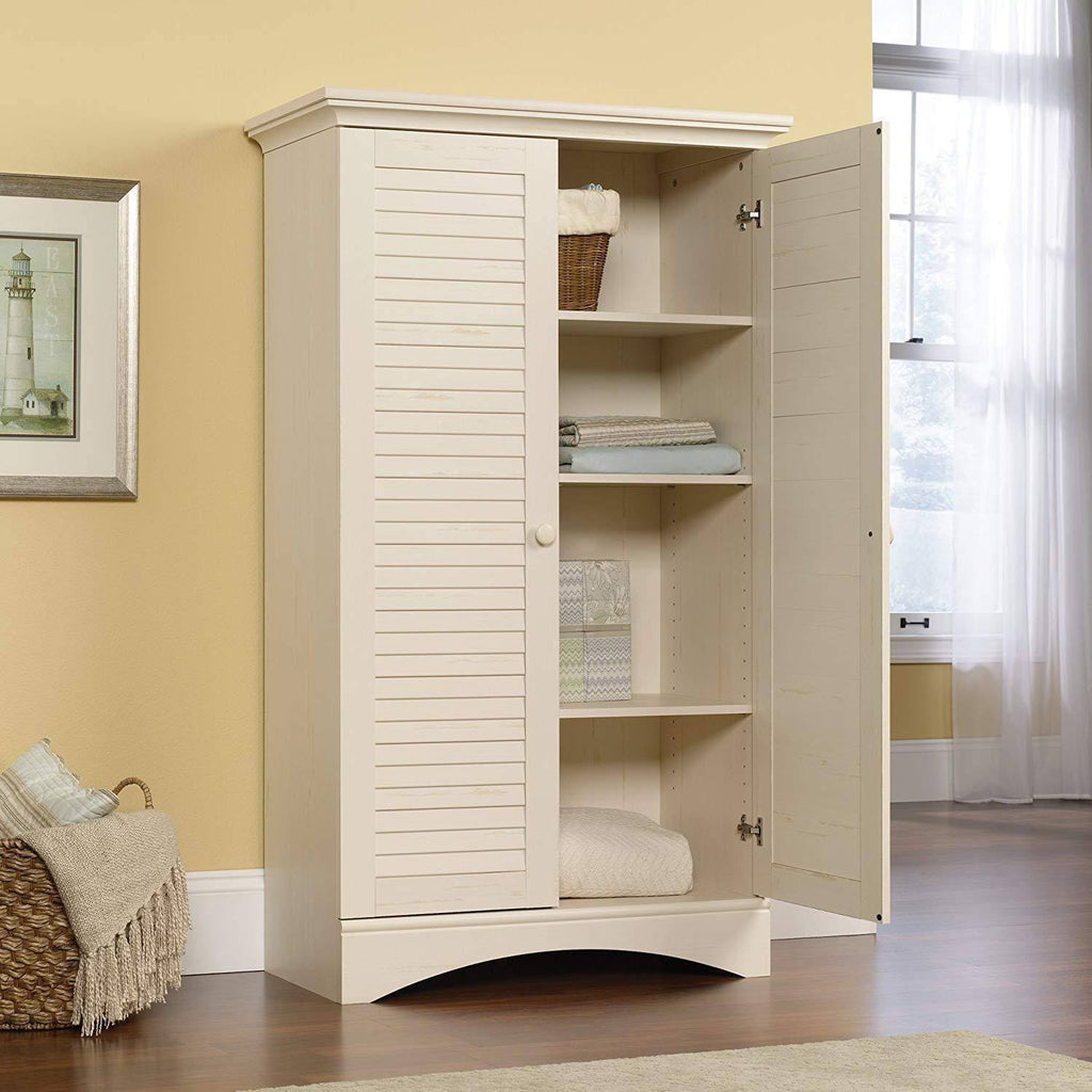 Antiqued White Storage Cabinet A4302