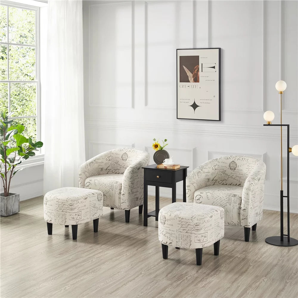 Fabric Accent Arm Chair and Ottoman Set K72617