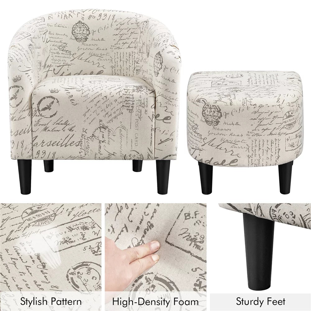Fabric Accent Arm Chair and Ottoman Set K72617