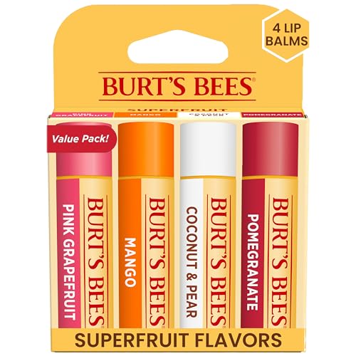 Pink Grapefruit, Mango, Coconut & Pear, and Pomegranate Lip Balm, 4 Tubes, 0.15 oz. V2729
