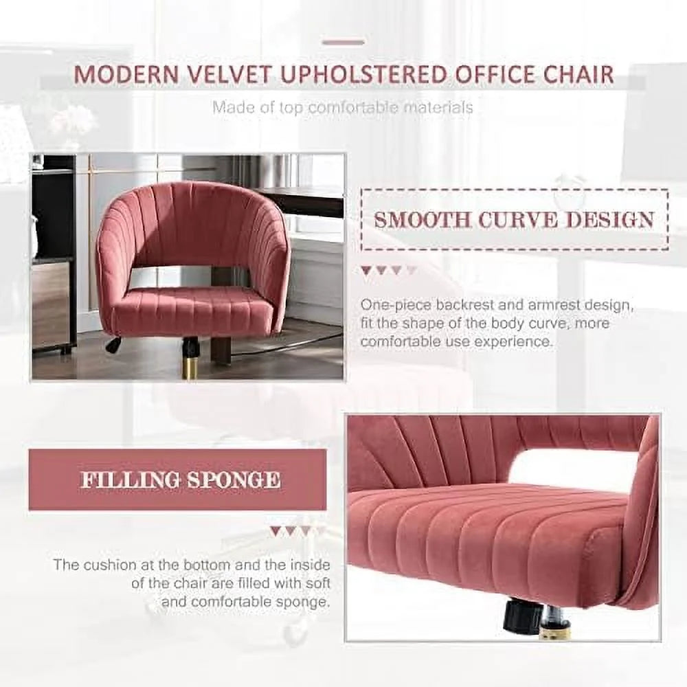 Velvet Office Desk Chair with Wheels P2360