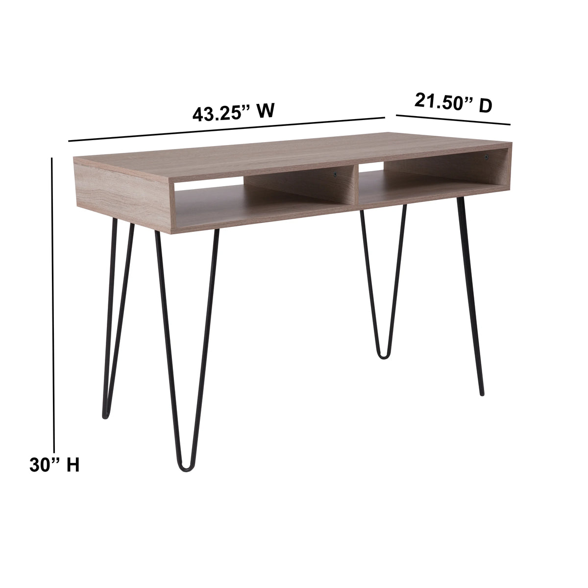Oak Wood Grain Finish Computer Table with Black Metal Legs N982