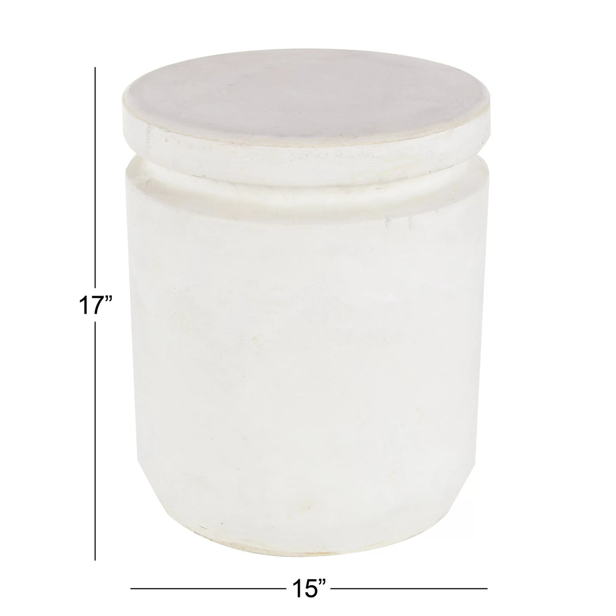 White Industrial Fiber Clay Outdoor Cylindrical Foot Stool G71457
