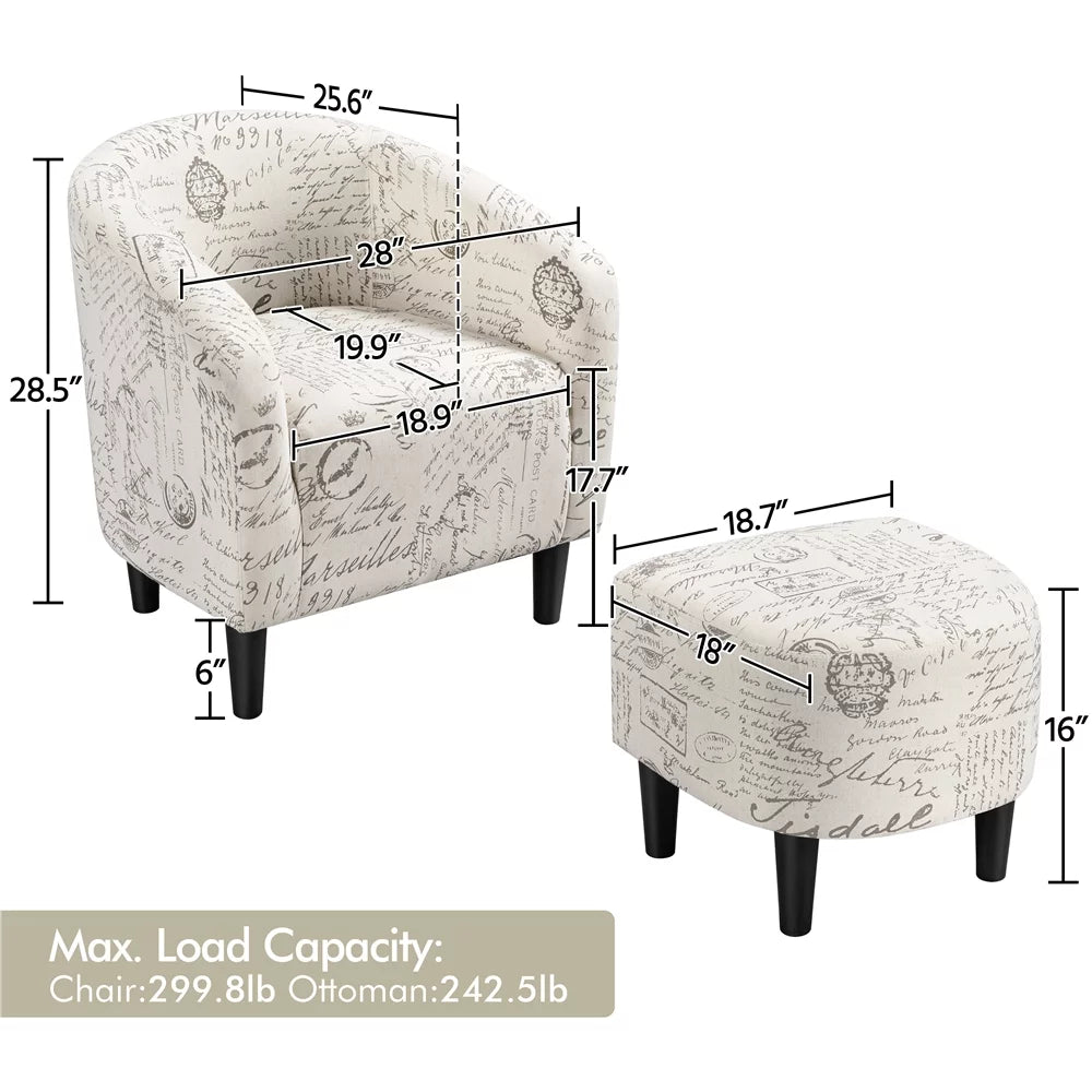 Fabric Accent Arm Chair and Ottoman Set K72617