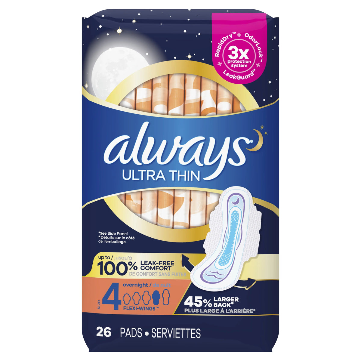 Ultra Thin Overnight Pads with Wings, Size 4, 36 Count S1420