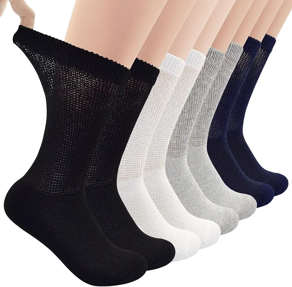 Loose Fit Non-Binding Ankle Wide Socks 8 Pairs Size 6-11 W86395
