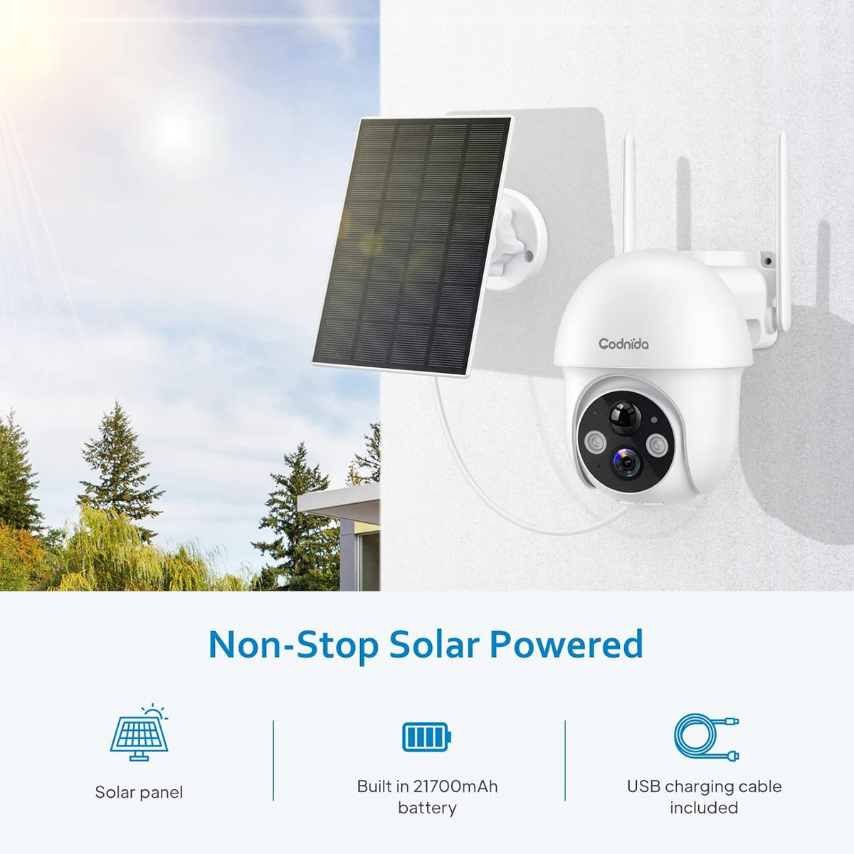 Wireless Outdoor Solar Security Camera with Night Vision D237980