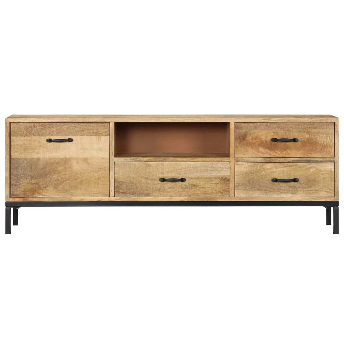Mango Wood TV Cabinet with Storage Drawers and Open Shelf X1290