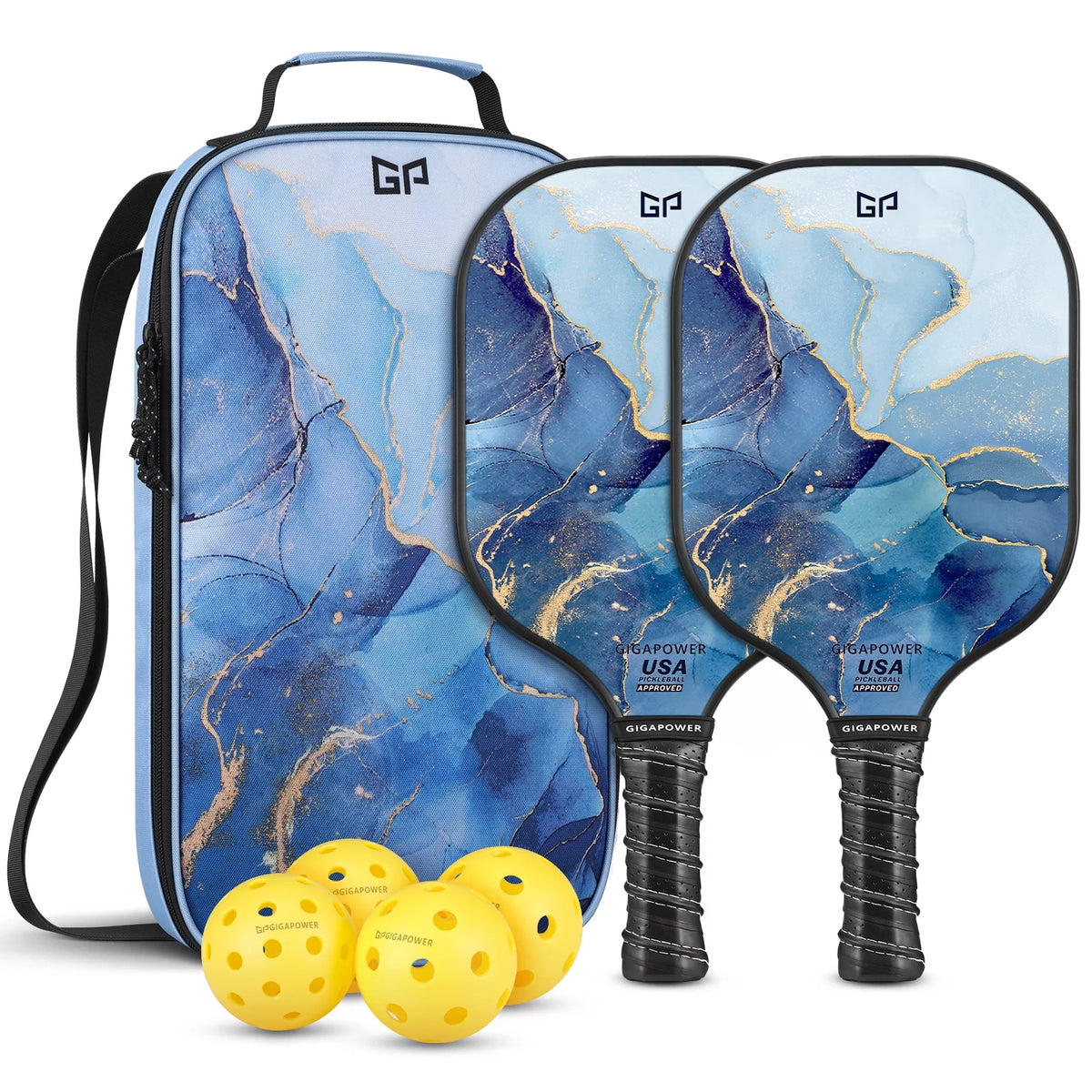 USAPA Approved Graphite Carbon Face Pickleball Paddles Set of 2 I9426
