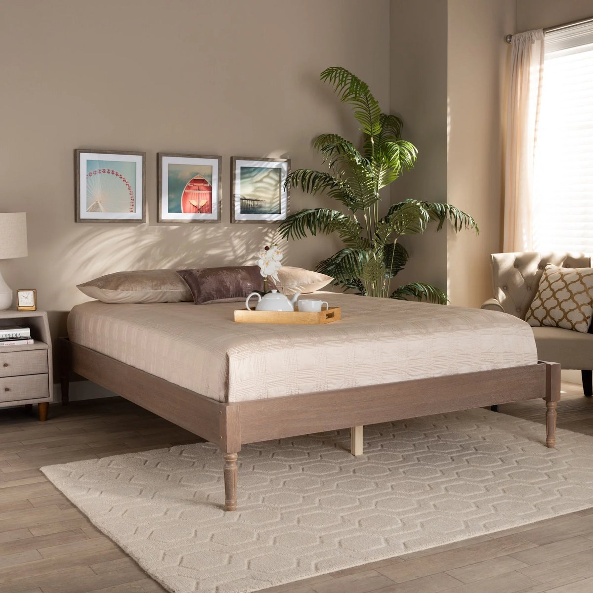 Antique Oak Wood Platform Bed Frame Full T1577