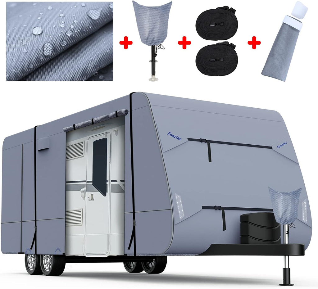 Waterproof Travel Trailer RV Cover with 4 Gutter Spout Covers H58979