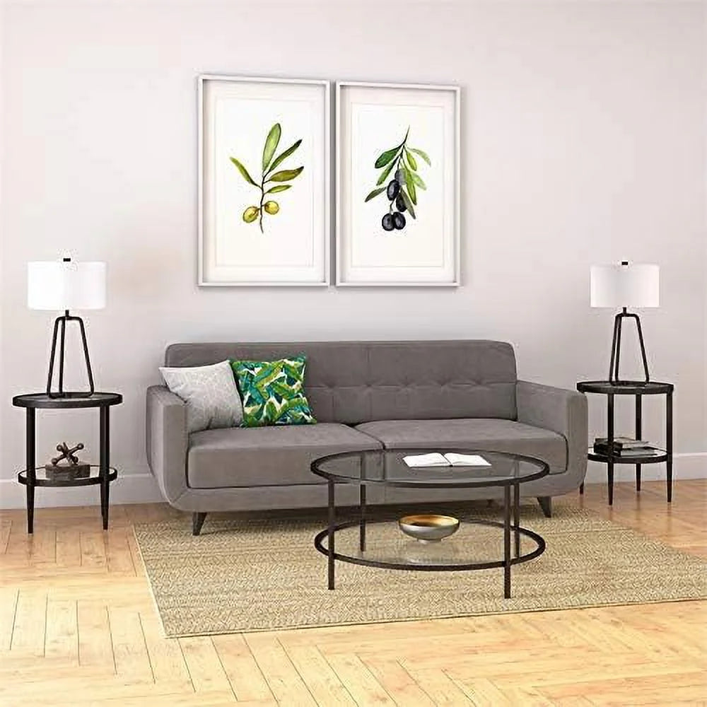 Round Modern Metal Side Table in Black Y836095