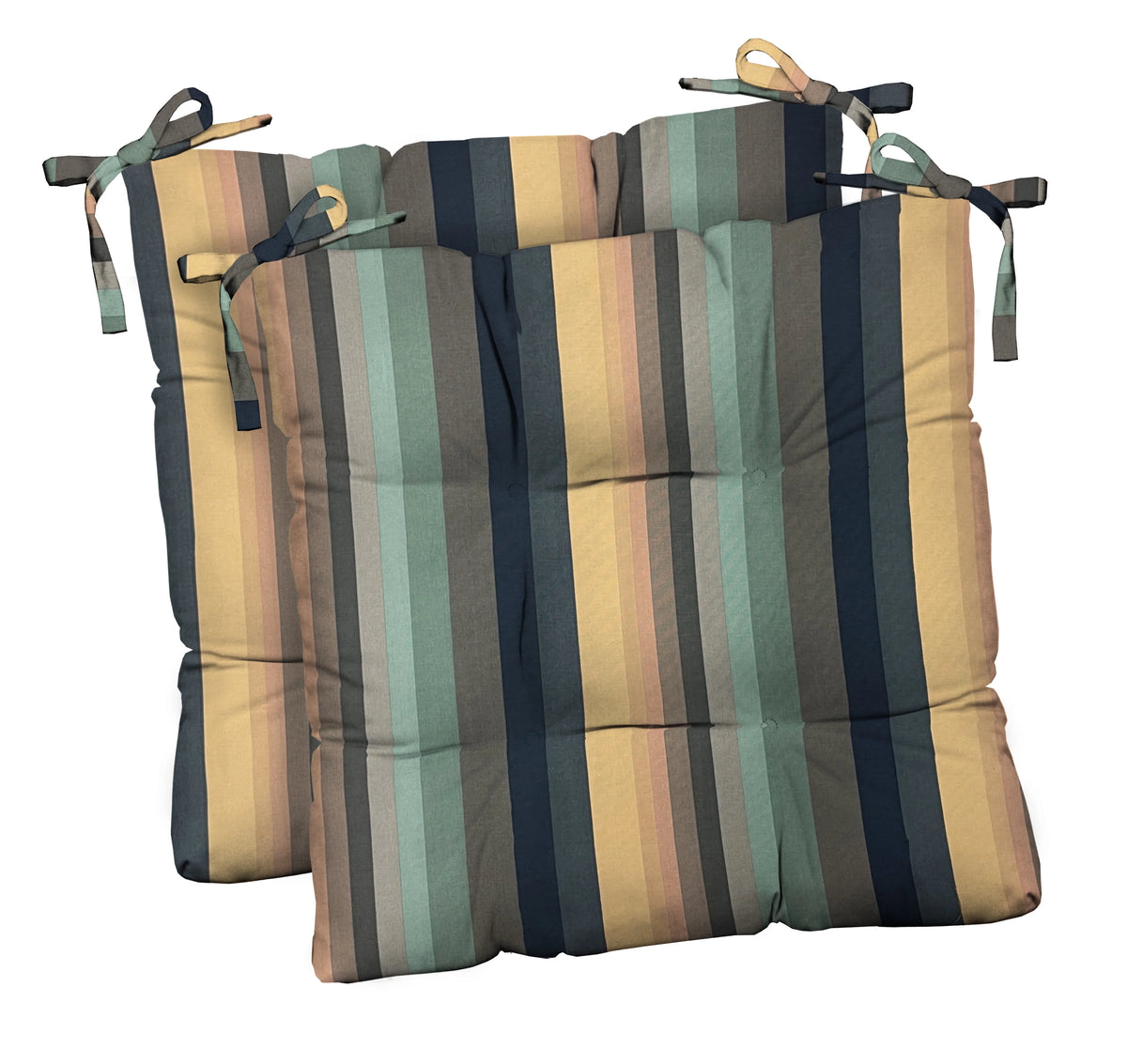 Set of 2 Tufted Indoor Outdoor Dining Chair Seat Cushions D4297
