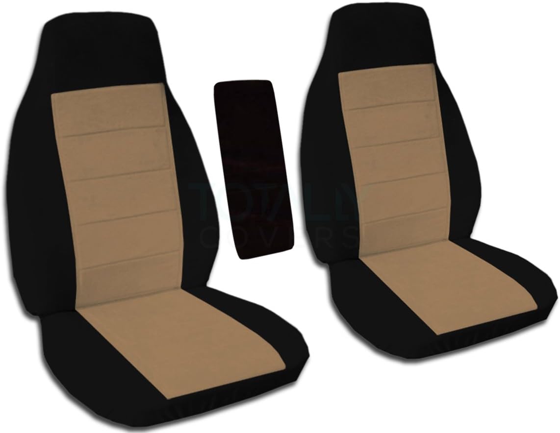 Compatible with Ford Ranger Two-Tone Truck Bucket Seat Covers Black and Sand B56087