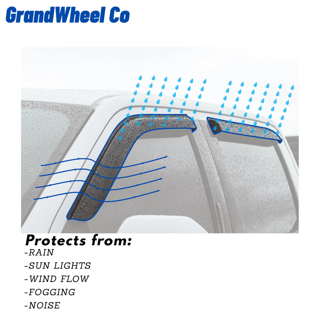 Smoke Tinted Tape-On Side Window Vent Visor Deflectors Rain Guards 4pcs A470