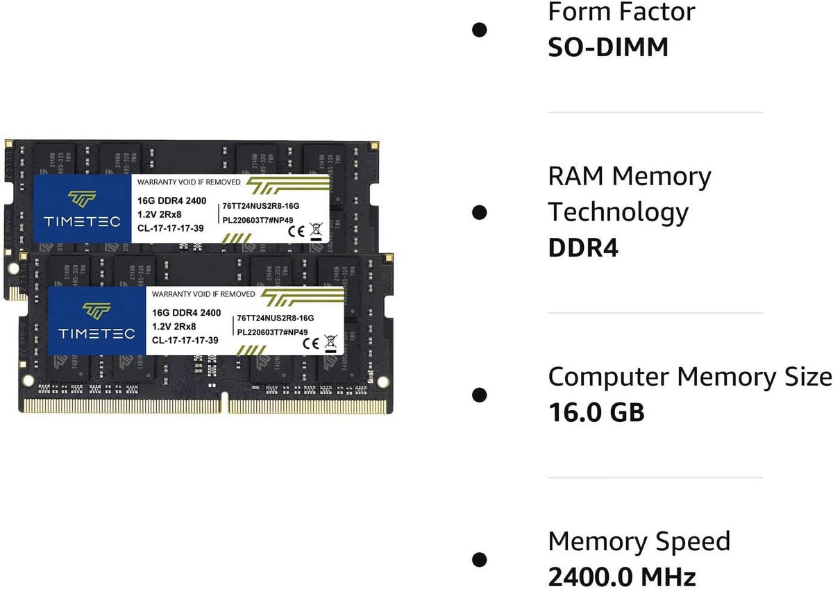 32GB KIT (2x16GB) DDR4 2400MHz SODIMM Laptop Memory O674