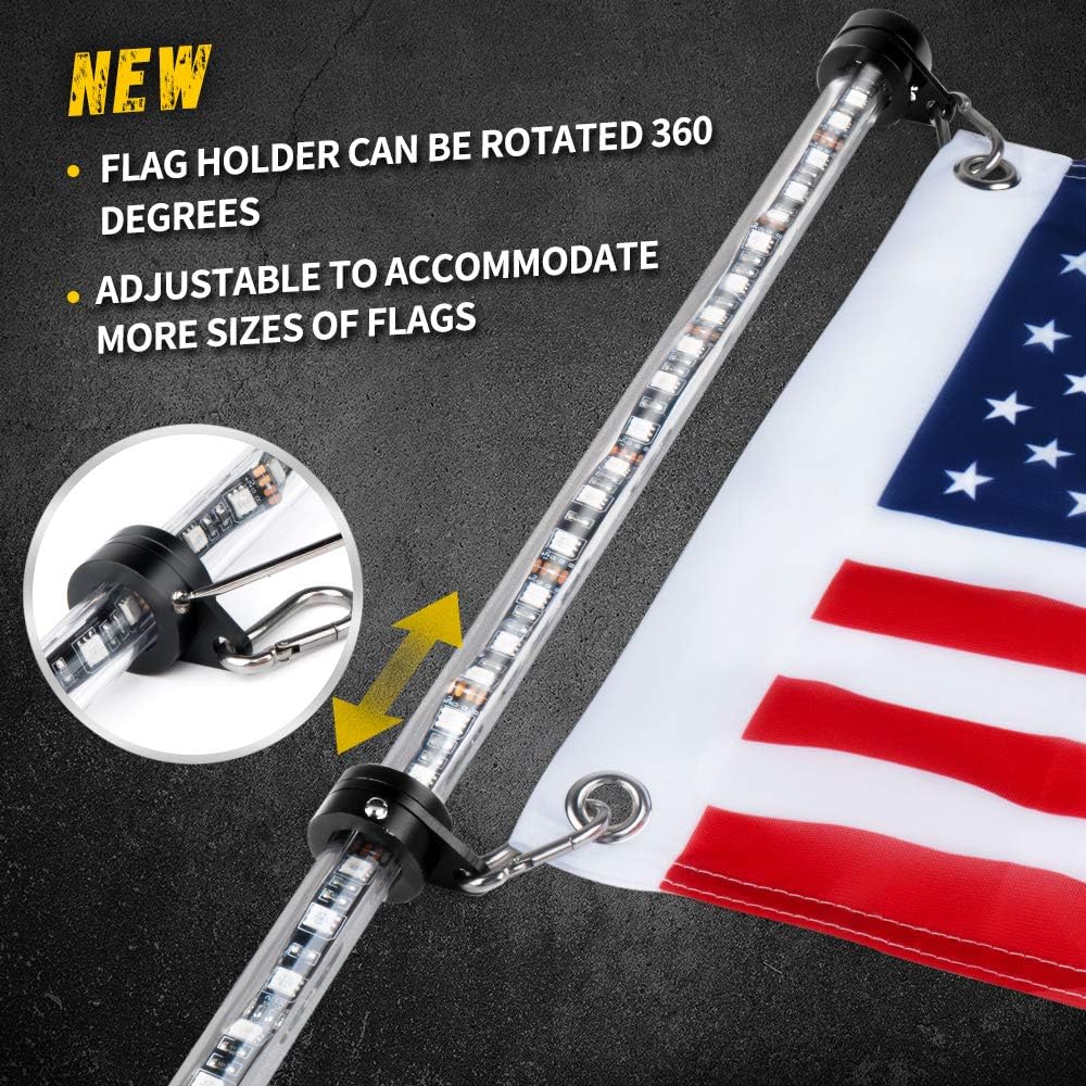 4FT RGB LED Flexible Whip Lights with Remote Control S54569