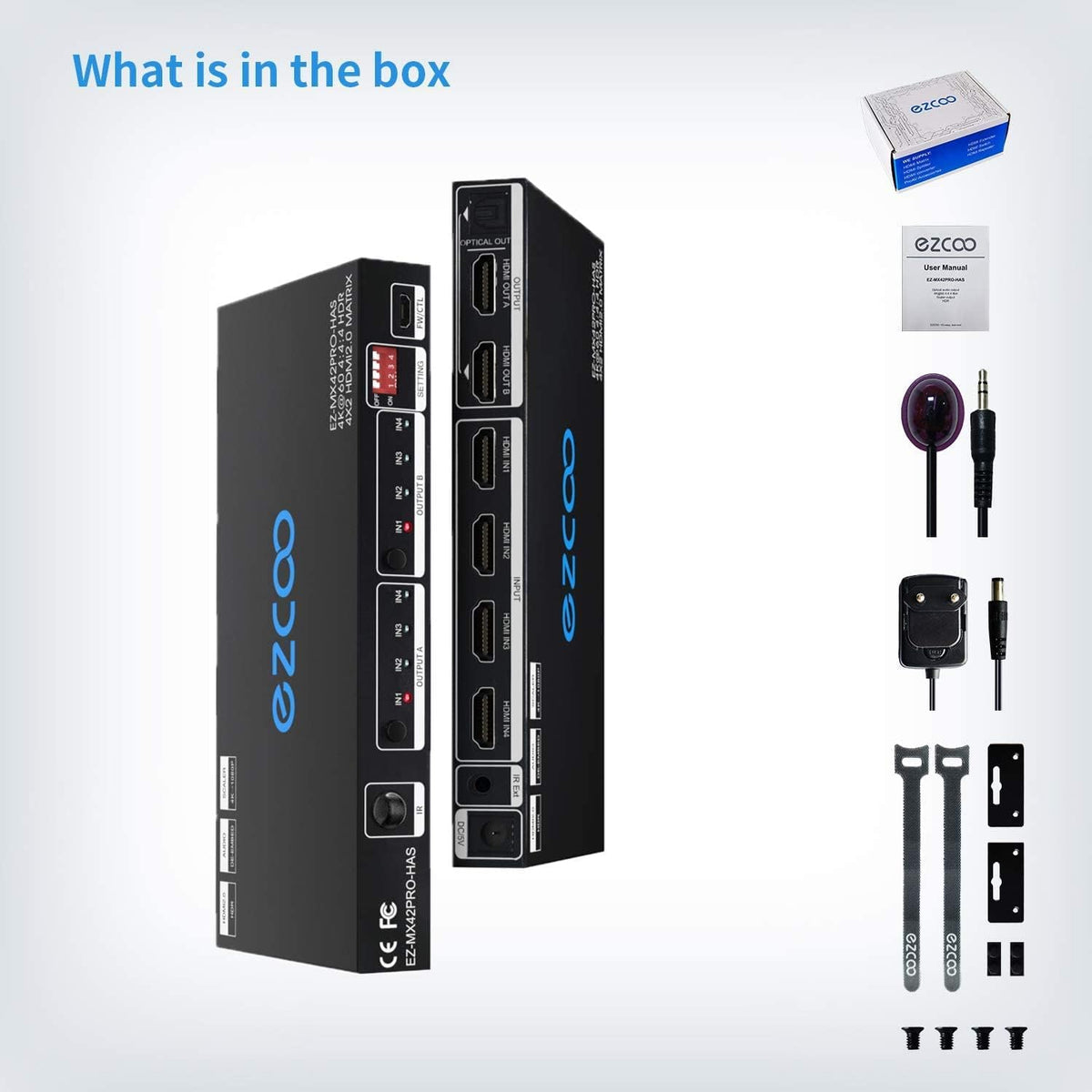 HDMI Matrix 4 In 2 Out 4K 60Hz HDR 10 SPDIF 5.1CH Audio Extractor B694