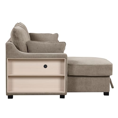 90" L-Shaped Sleeper Sofa with Storage Chaise T266
