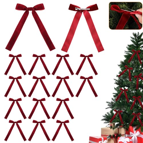 16 Pcs Vintage Velvet Bow Ornaments with Clip Q233