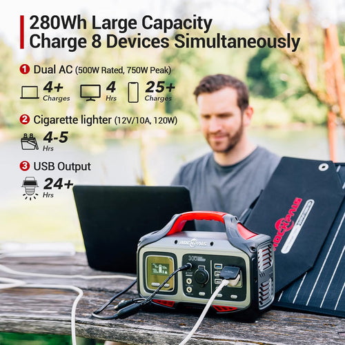 300W Portable Power Station 280wh Solar Generator with 110V AC Outlet L54221
