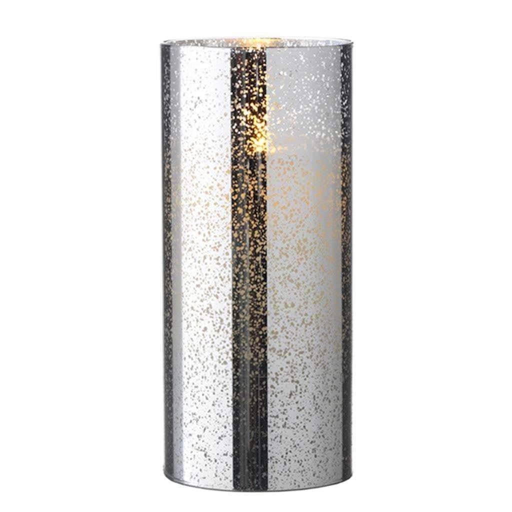 Silver Mercury Glass LED Pillar Candle with Timer V498349