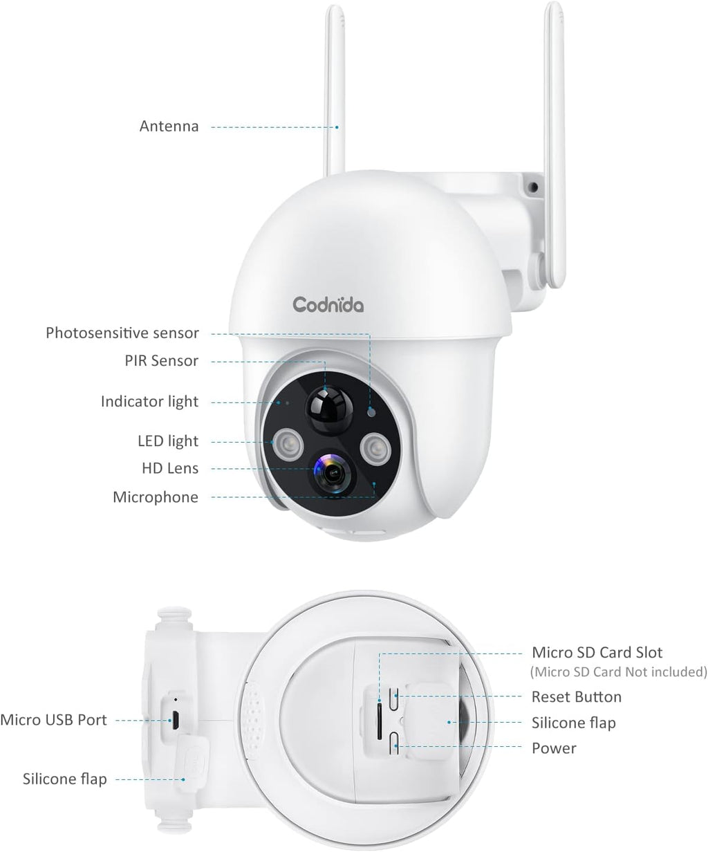 Wireless Outdoor Solar Security Camera with Night Vision D237980