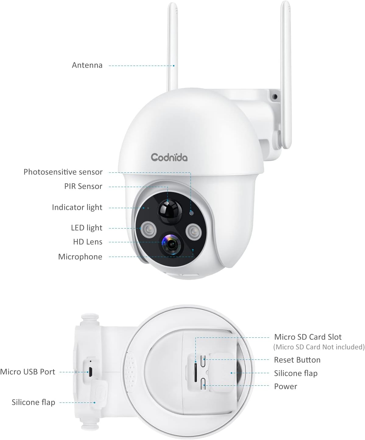 Wireless Outdoor Solar Security Camera with Night Vision D237980