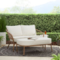 Beige Wicker Outdoor Loveseat and Ottoman Set D866029