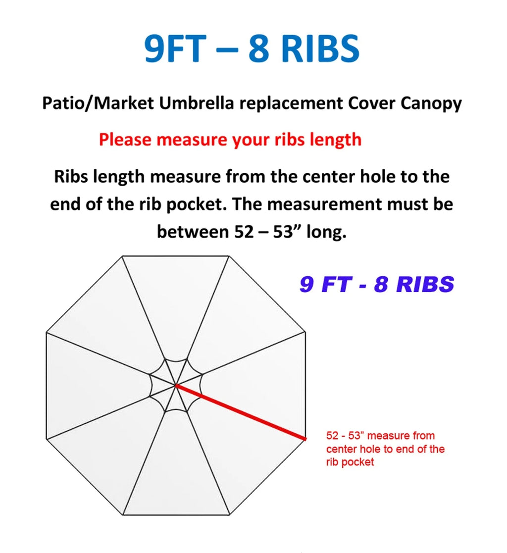 Green Umbrella Canopy for 9ft 8 Ribs F56746