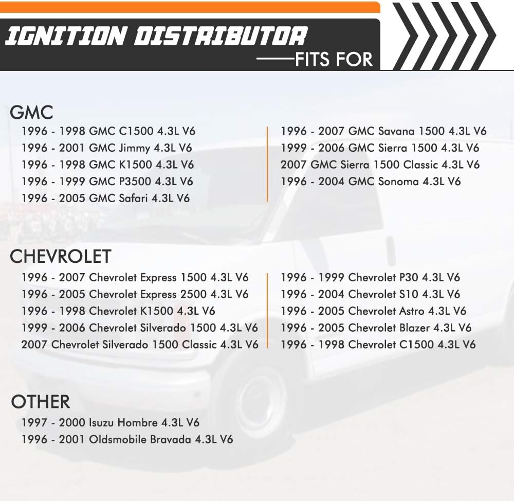 Ignition Distributor Compatible with Chevy GMC 4.3L V6 Vortec Pack of 2 B417