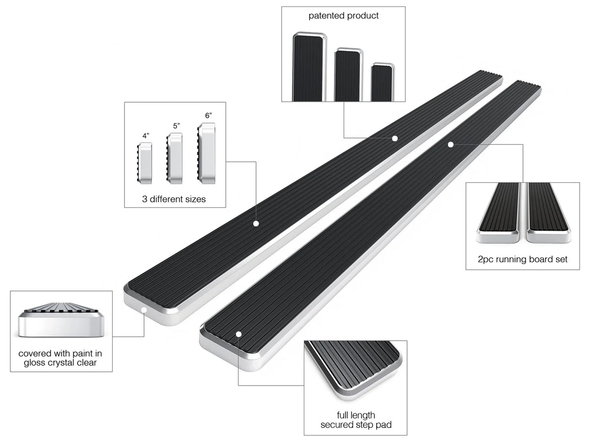 6 inches Running Boards Side Steps Bars G502