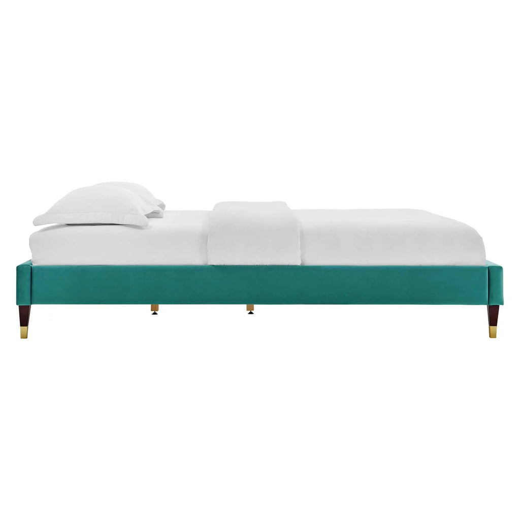 Teal Twin Performance Velvet Platform Bed Frame N927