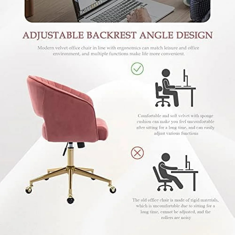 Velvet Office Desk Chair with Wheels P2360