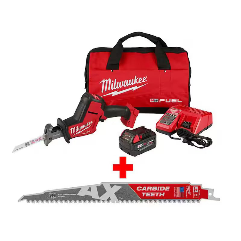 18V Lithium-Ion Brushless Cordless Reciprocating Saw Kit with Carbide Teeth Blade F44339